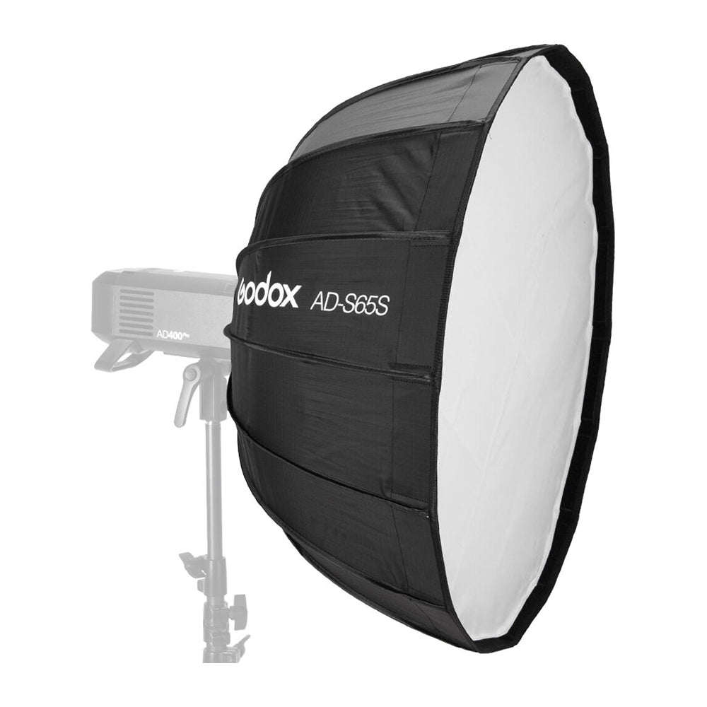 SOFTBOX PARABOLICO GODOX DE 65CM PARA FLASH PORTABLE GODOX WITSTRO AD400PRO DE 400W PORTATIL Y TODO EN UNO