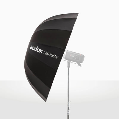 Sombrilla Godox UB-165W parabólico negro de interior blanco de 165 cm para Flashes
