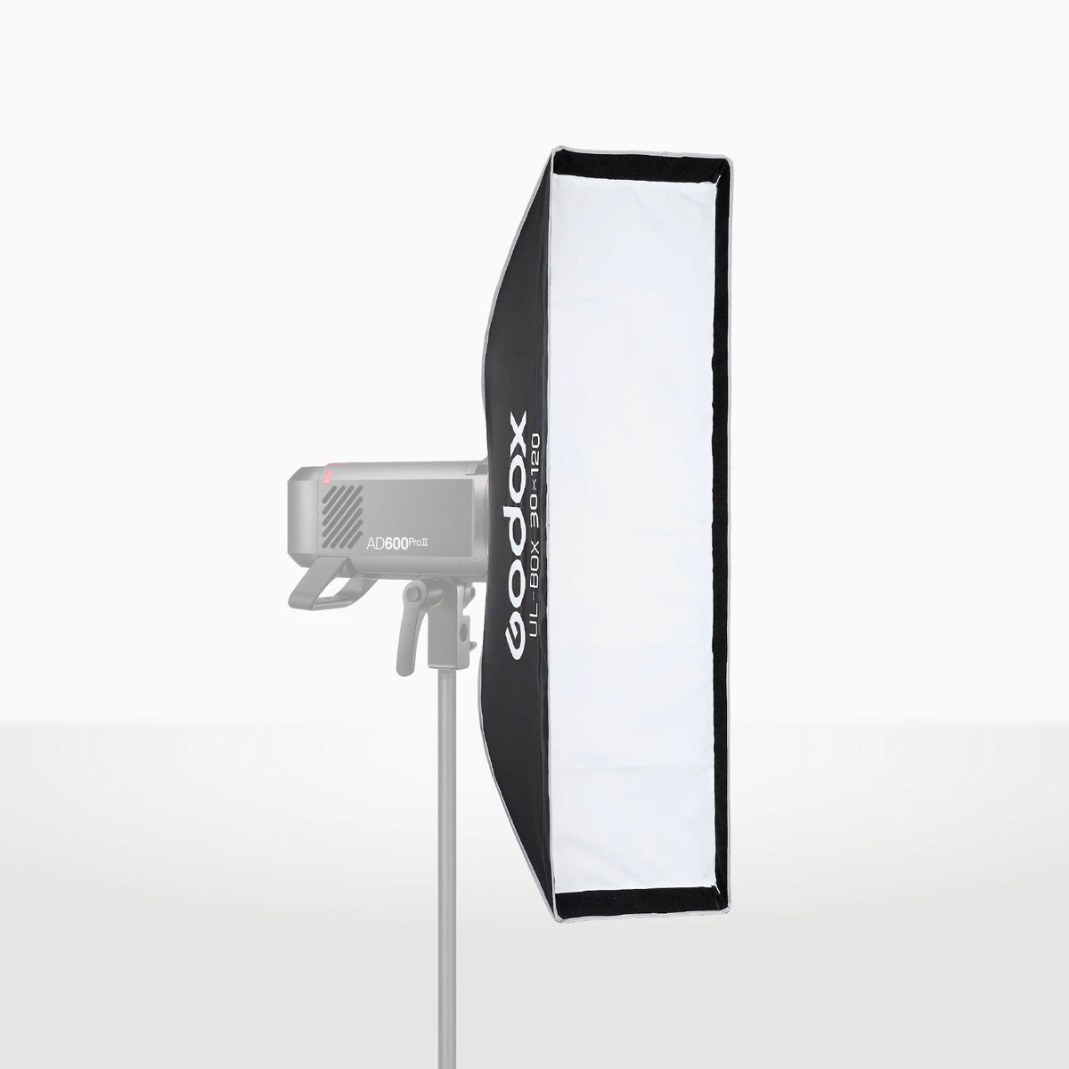 Softbox Godox rectangular UL-BOX-30120 de armado rápido de 30 x 120 cm con grilla y anillo adaptador de montura Bowens