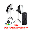 KIT DE DOS FLASHES DE ESTUDIO GODOX DP600III-V DE 600W CON LUZ DE MODELADO