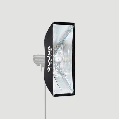 Softbox Godox rectangular UL-BOX-3090 de armado rápido de 30 x 90 cm con grilla y anillo adaptador de montura Bowens