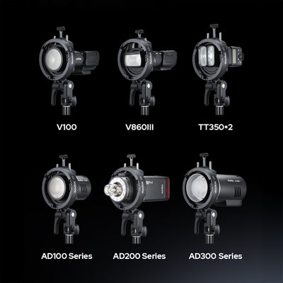 Adaptador a Bowens Godox S3 para Flashes o LEDs con Cabezal Redondo o Rectangular
