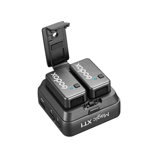 KIT DE DOS MICROFONOS PECHEROS INALAMBRICOS GODOX MAGIC XT1 C PARA CAMARAS Y SMARTPHONES CON ADAPTADOR USB-C