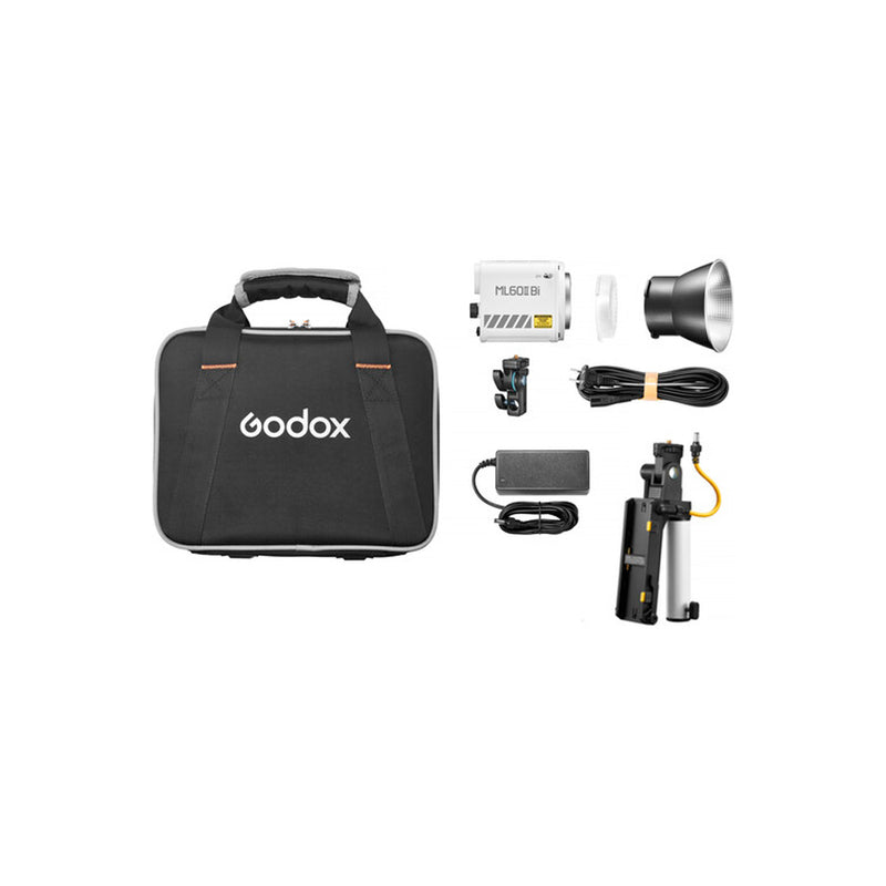 LUZ LED GODOX ML60II BICOLOR CON KIT SUJETADOR DE BATERIA AK-B01