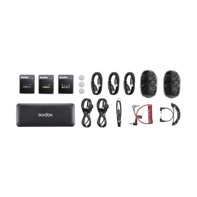 KIT DE DOS MICROFONOS PECHEROS INALAMBRICOS GODOX MOVELINK II M2 PARA CAMARAS Y SMARTPHONES