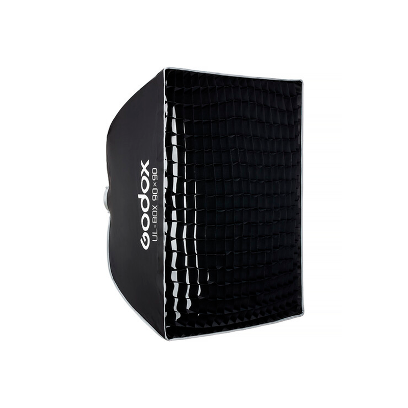Softbox Godox cuadrado de armado rápido de 90 x 90 cm con grilla y anillo adaptador con montura Bowens Tipo S