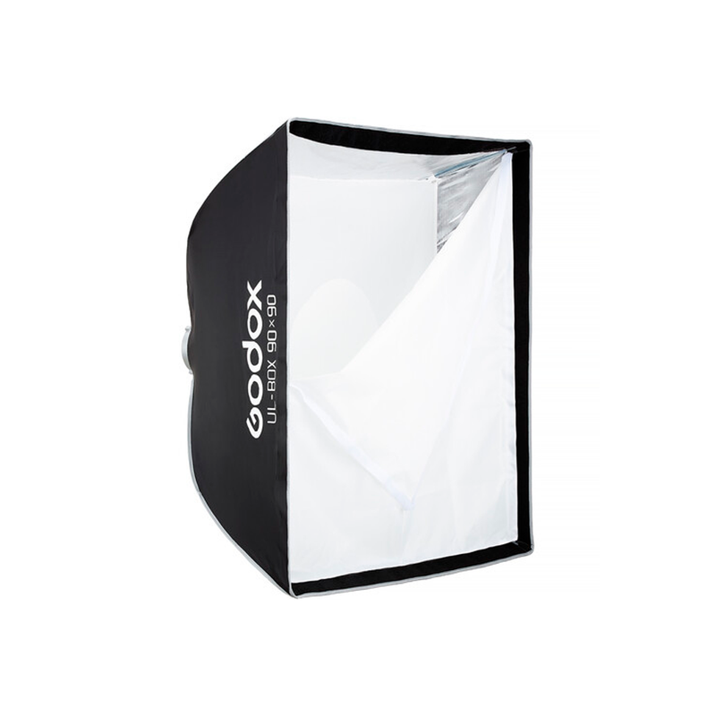 Softbox Godox cuadrado de armado rápido de 90 x 90 cm con grilla y anillo adaptador con montura Bowens Tipo S