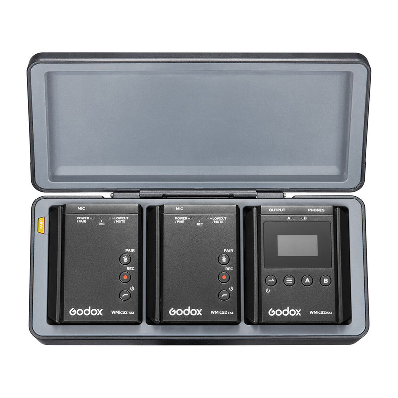 KIT DE DOS MICROFONOS PECHEROS INALAMBRICOS GODOX WMICS2 PARA CAMARAS