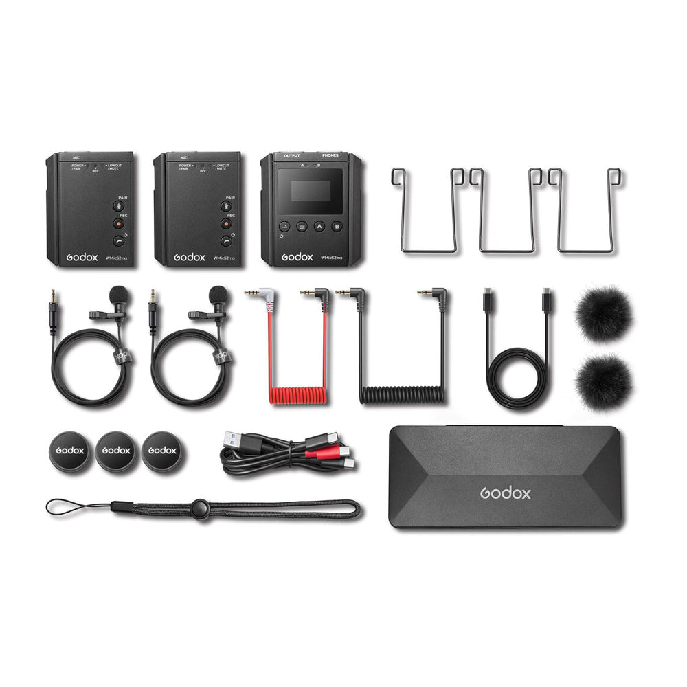 KIT DE DOS MICROFONOS PECHEROS INALAMBRICOS GODOX WMICS2 PARA CAMARAS