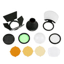 KIT DE ACCESORIOS CON BARNDOOR GODOX AK-R1 PARA FLASH DE CAMARA CON CABEZAL REDONDO