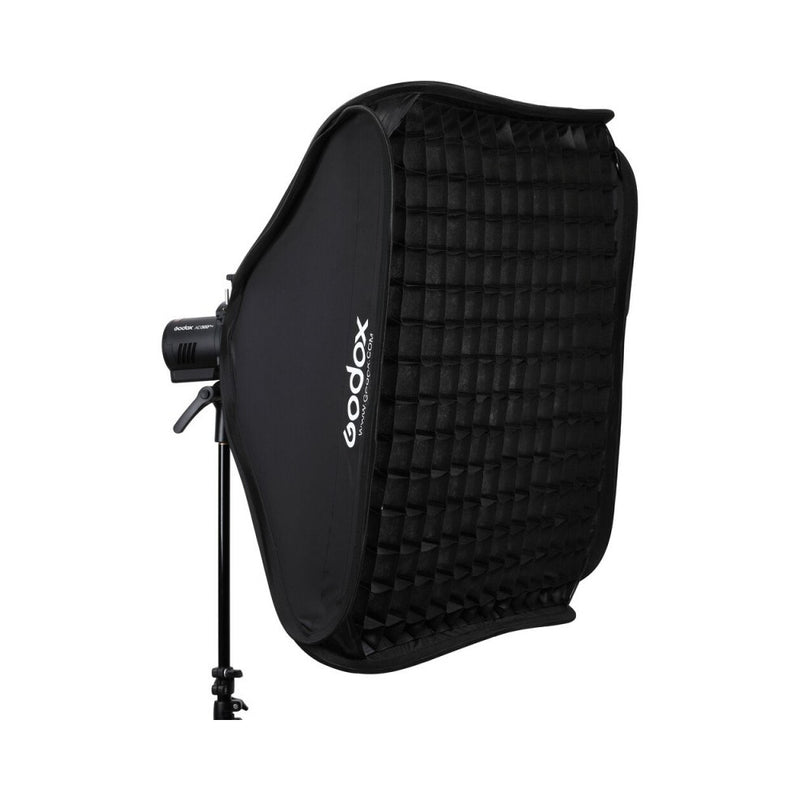 SOFTBOX GODOX DE 80X80CM CON GRILLA Y CON MONTURA TIPO S PARA FLASH DE CAMARA CON CABEZAL REDONDO O RECTANGULAR