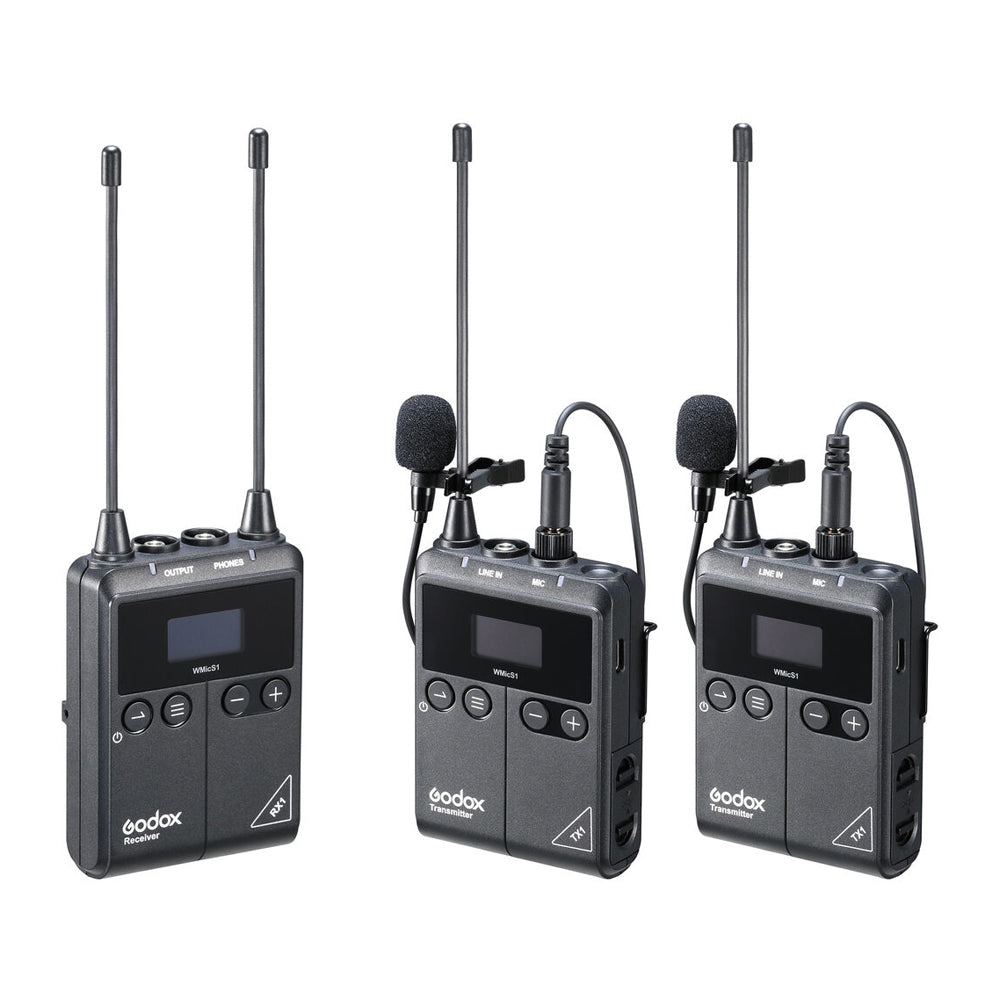 KIT DE DOS MICROFONOS PECHEROS INALAMBRICOS GODOX WMICS1 PARA CAMARAS