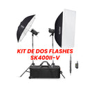 Kit de dos Flashes de Estudio Godox SK400II-V de 400W con Luz de Modelado