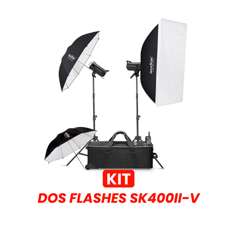Kit de dos Flashes de Estudio Godox SK400II-V de 400W con Luz de Modelado